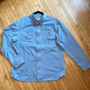 Duluth Trading Co Untucked Bush Pilot Chambray Long Sleeve Shirt Blue Outdoors